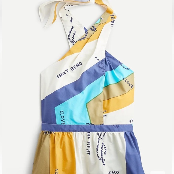 J. Crew Halter Top in Ratti Sail Away Blue Yellow Print Size Medium M - Picture 7 of 7